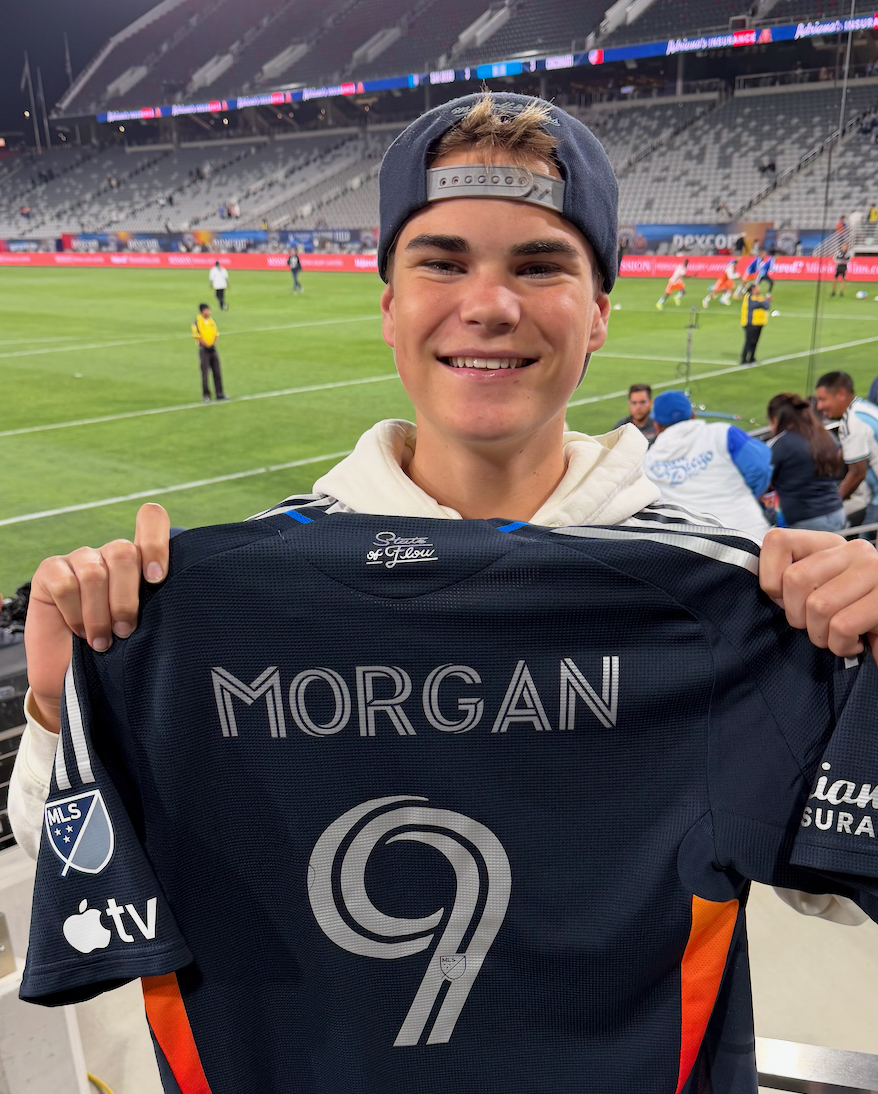 Luke with Morgan’s #9 jersey