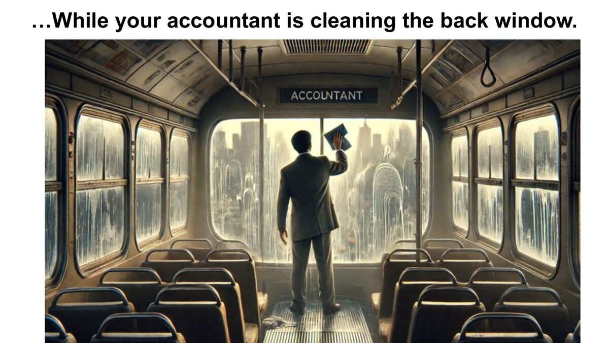 Your accountant, cleaning the back window