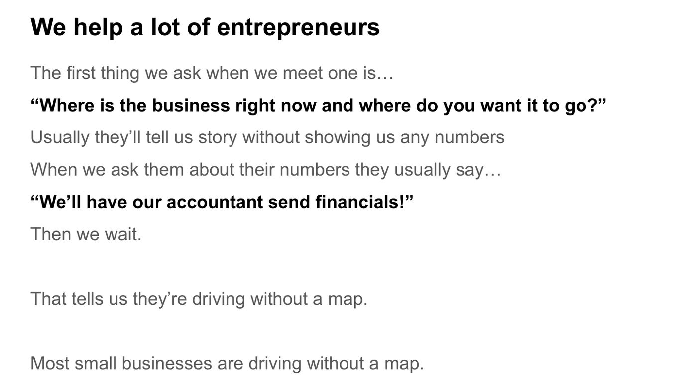 Most small businesses are driving without a map